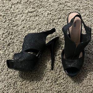 Black sparkle heels size 8